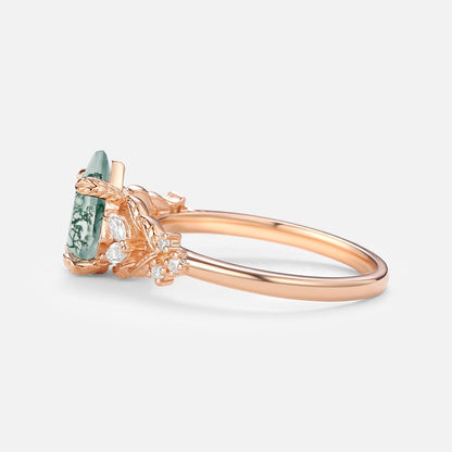 Unique Kite Cut Vine Leafy Gold Engagement Ring