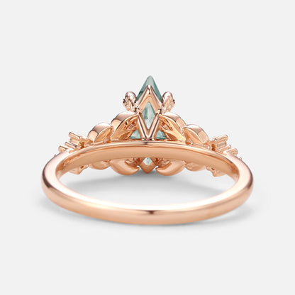 Unique Kite Cut Vine Leafy Gold Engagement Ring