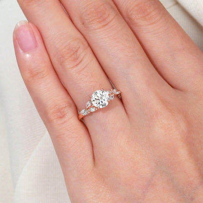 Unique Moissanite Leafy Vine & Cluster Marquise Ring