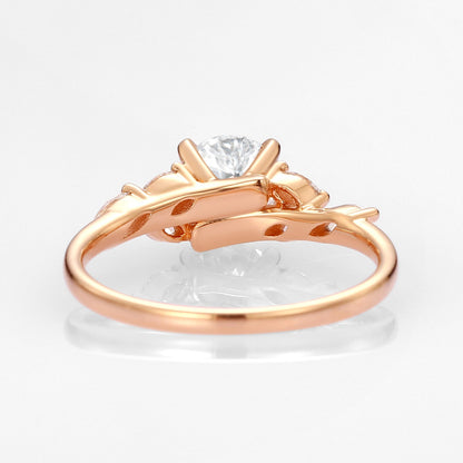 Unique Moissanite Leafy Vine & Cluster Marquise Ring