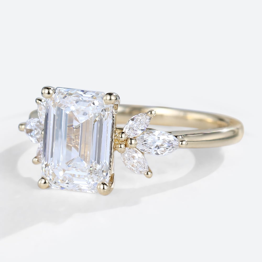 Vintage Emerald Cut Moissanite Engagement Ring Bridal Ring