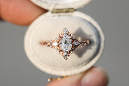 Unique Galadriel Oval Moissanite Engagement Ring