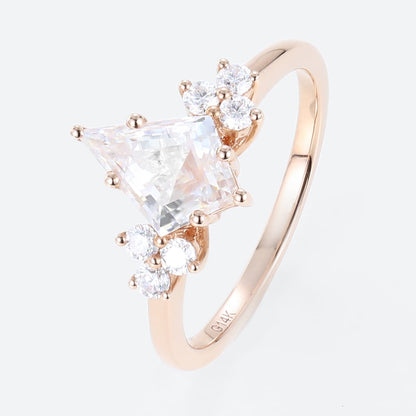 Unique Kite Moissanite Engagement Ring Cluster Promise Ring