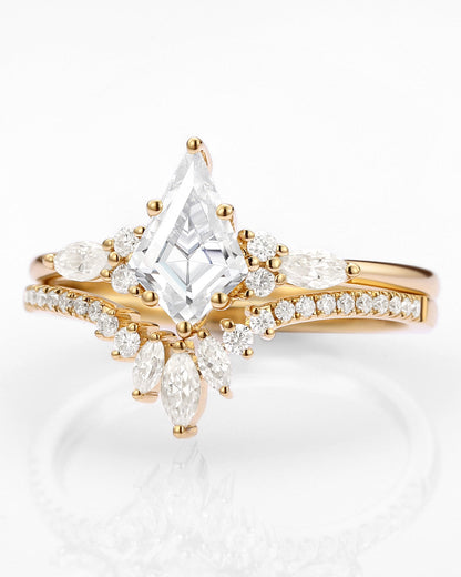 Unique floral engagement rings Kite Moissanite Classic Engagement Ring Set