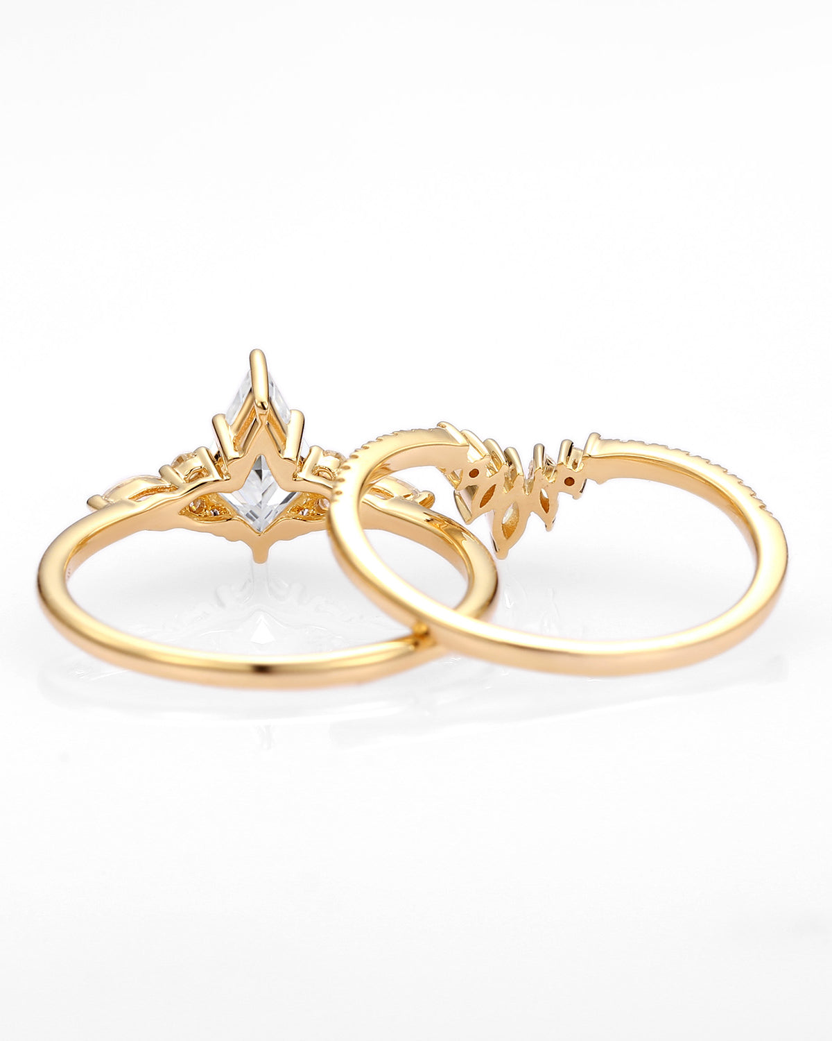 Unique floral engagement rings Kite Moissanite Classic Engagement Ring Set