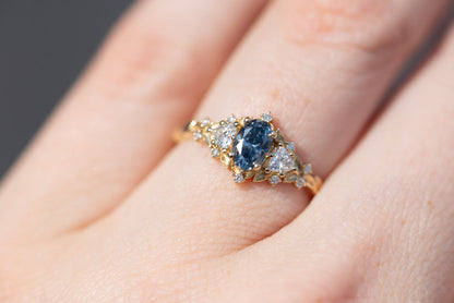 Unique Celeste Rose Oval Grey Moissanite Ring