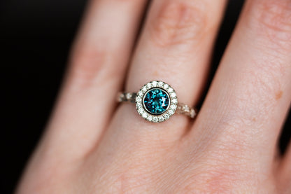 Unique Crown of Thorns Round Lab Alexandrite Ring