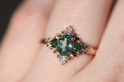 Unique Enchanted Briar Oval Lab Green Sapphire Ring