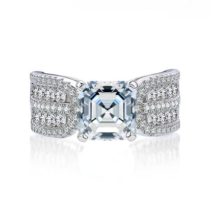 Handmade Asscher Cut 2.5ct Sterling Silver Engagement Ring