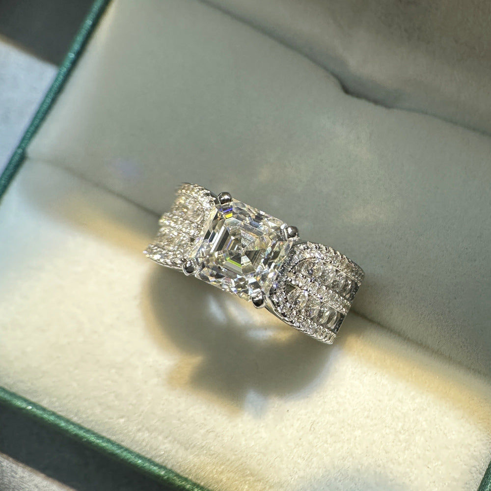 Handmade Asscher Cut 2.5ct Sterling Silver Engagement Ring