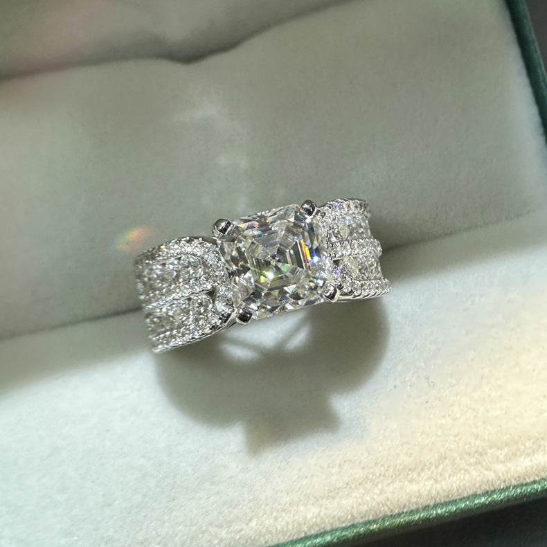 Handmade Asscher Cut 2.5ct Sterling Silver Engagement Ring