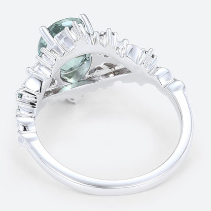 Unique Briar Rose Starlight Oval Green Sapphire Engagement Ring