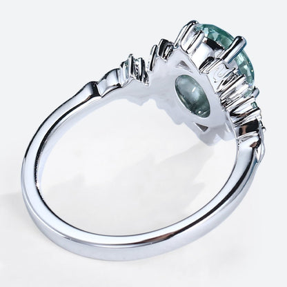 Vintage Briar Rose Oval Green Sapphire Engagement Ring Olive Leaves Ring