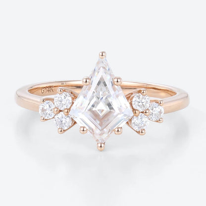 Unique Kite Moissanite Engagement Ring Cluster Promise Ring