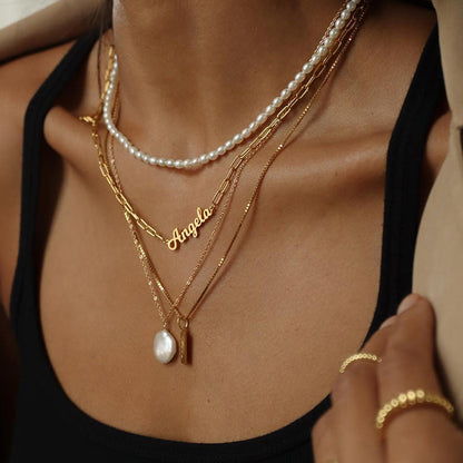 Custom Sterling Silver Name Necklace – Personalized Gift with Box Chain in Silver, Gold or Rose Gold