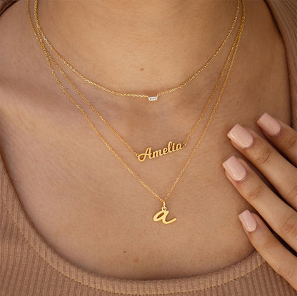 Custom Sterling Silver Name Necklace – Personalized Gift with Box Chain in Silver, Gold or Rose Gold