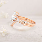 Unique Kite Moissanite 18K Yellow Gold Engagement Ring Set