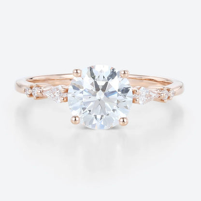 Unique Round Moissanite Engagement Rings Minimalist Bridal Ring