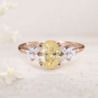 Unique Oval Citrine Blossom 18K Rose Gold Engagement Ring