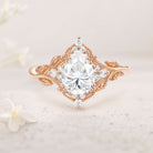 Vintage floral engagement rings Pear Moissanite Leafy 18K Yellow Gold Engagement Ring