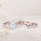 Unique Oval Forever One Moissanite Bridal Ring Set Twisted 18K Rose Gold Engagement Ring