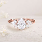 Unique Pear Moissanite 18K Rose Gold Engagement Ring Simple Cluster Bridal Ring