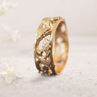 Unique floral 18K Rose Gold engagement rings Oak Leaves and Acorns Ring Wedding Band For Men