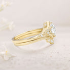 Unique floral engagement rings Round Moissanite 18K Yellow Gold Wedding Ring Set For Women