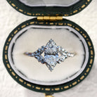 Unique Aurora Three Stone Oval Moissanite 18K White Gold Ring