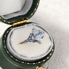 Unique Aurora Three Stone Oval Moissanite 18K White Gold Ring