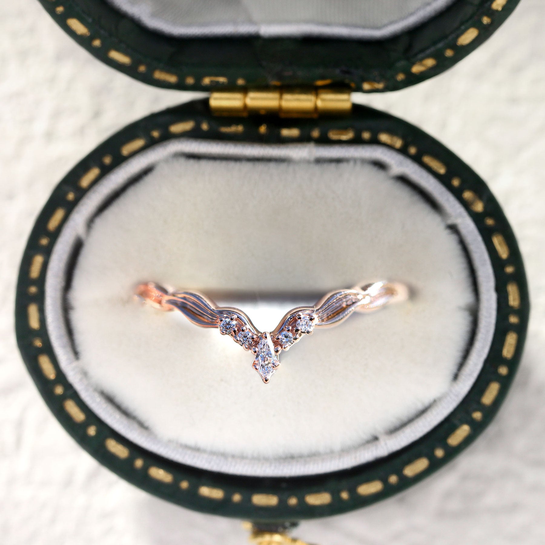 Unique floral engagement rings Marquise Moissanite Wedding Band 18K Rose Gold Engagement Ring