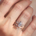 Unique floral engagement rings Marquise Moissanite Wedding Band 18K Rose Gold Engagement Ring