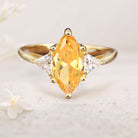Vintage Three Stone Oval Citrine 18K Yellow Gold Engagement Ring