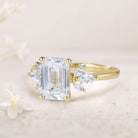 Vintage Emerald Cut Moissanite 18K Yellow Gold Engagement Ring Bridal Ring