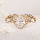 Unique Marquise Moissanite 18K Yellow Gold Engagement Ring