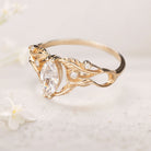 Unique Marquise Moissanite 18K Yellow Gold Engagement Ring
