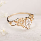 Unique Marquise Moissanite 18K Yellow Gold Engagement Ring