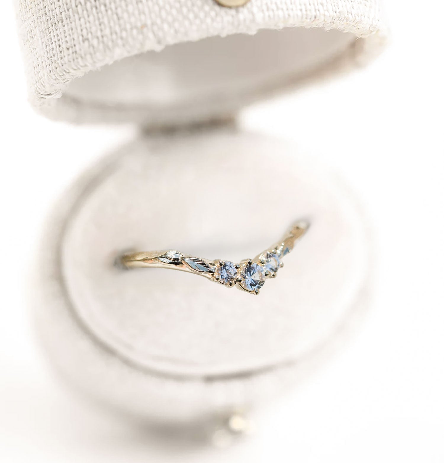 Unique Round Moissanite Wedding Band floral 18K Yellow Gold  Engagement Ring
