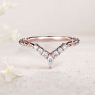 Unique Eternity Twisted Marquise Moissanite Curved Matching 18K Rose Gold Wedding Band