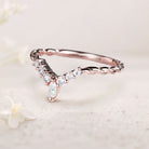 Unique Eternity Twisted Marquise Moissanite Curved Matching 18K Rose Gold Wedding Band