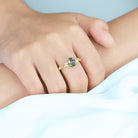 Unique floral engagement rings Pear Moss Agate 18K Yellow Gold Engagement Ring Branching Bridal Ring