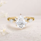 Unique Pear Moissanite Twist Ring 18K Yellow Gold Engagement Ring