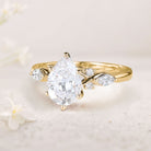 Unique Pear Moissanite Twist Ring 18K Yellow Gold Engagement Ring